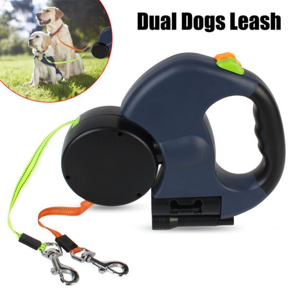 Retractable Dog Leash For Small Dogs Reflective Dual Pet Leash Lead 360 Swivel No Double Dog Walking Leash With Lights Pet Products