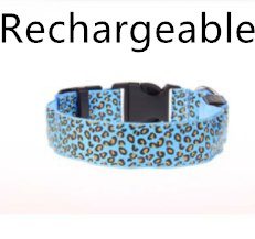 LED Dog Collar Safety Adjustable Nylon Leopard Pet Collar