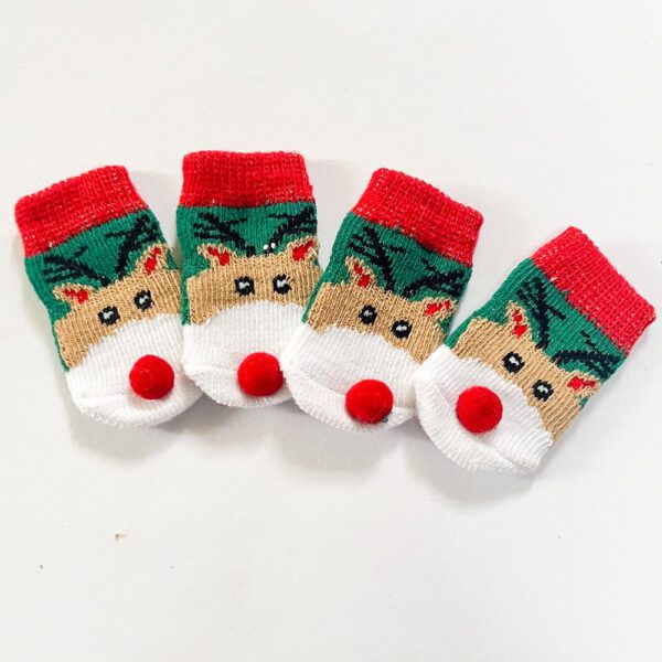 Christmas Pet Dog Socks Santa Claus Elk