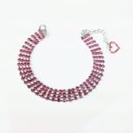 Four-row Rhinestone Pet Collar Dogs And Cats Heart-shaped Chain