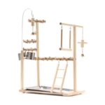 Bird Playground Interactive Platform Stand Pole Solid Wood Frame